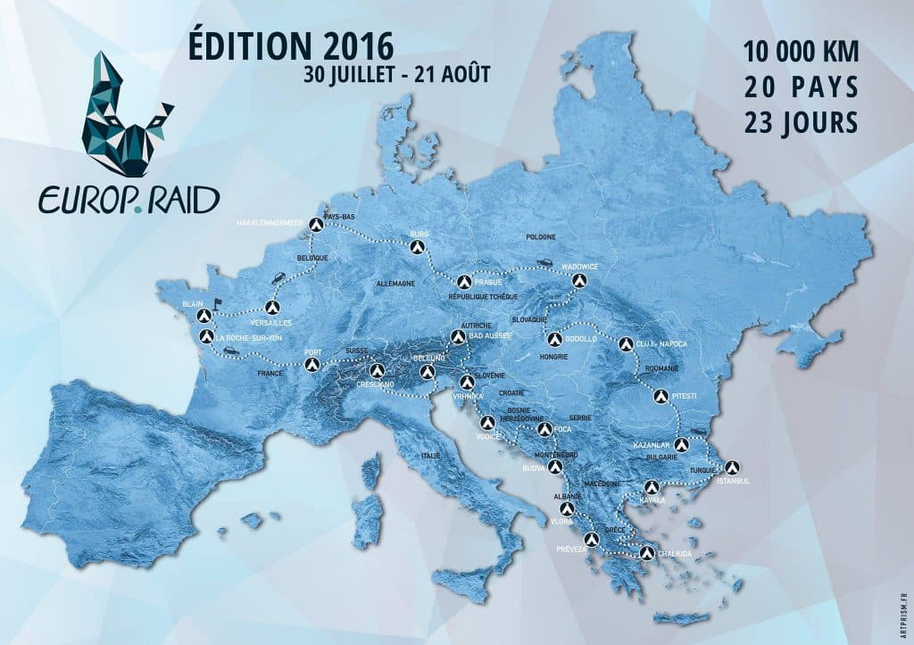 L'itinéraire des équipages Europ'Raid pour l'édition 2016.