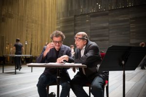 Martin Matalon et Jorge Lavelli lors d'une répétition de L'ombre de Venceslao.