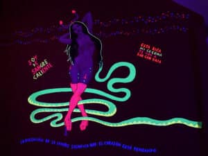 KAY - LUNA-YUBE, 2024. Peinture murale, acrylique et peinture fluo.