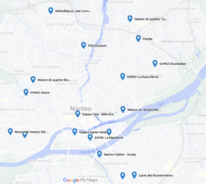 Cartographie des lieux visités par le stand civique.